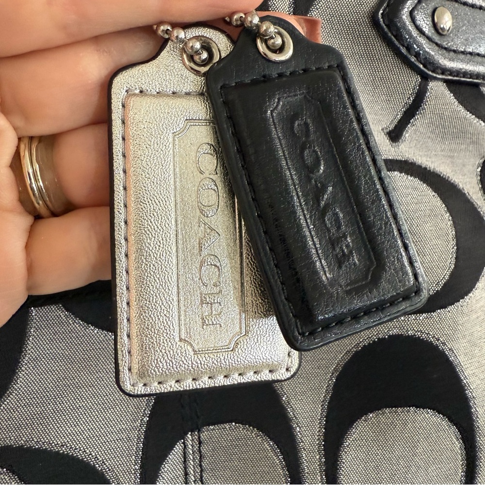 Coach Daisy Black and Silver Signature Tote Bag with 2 Hangtags - Picture 3 of 15